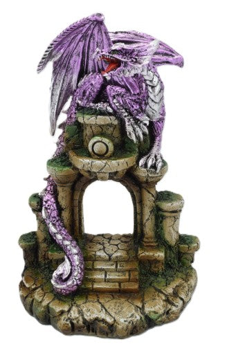 Ornament - Purple Dragon On Castle Door (11.5 x 9.2 x 17cm)