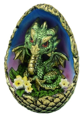 Ornament - Green Dragon In Egg (7 x 6.7 x 9cm)