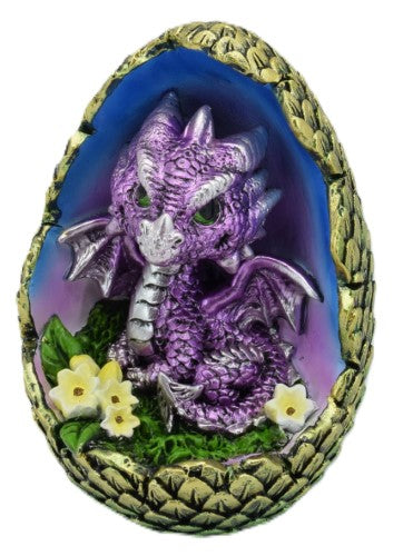 Ornament - Purple Dragon In Egg (7 x 6.7 x 9cm)