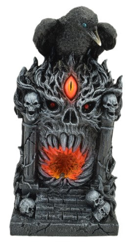 Ornament - Fire Gate Raven with Skulls and LED Light (22cm)