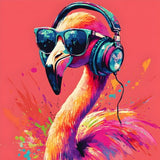 Framed PVC Pop Art - Flamingo with Headphones (30 x 30cm)