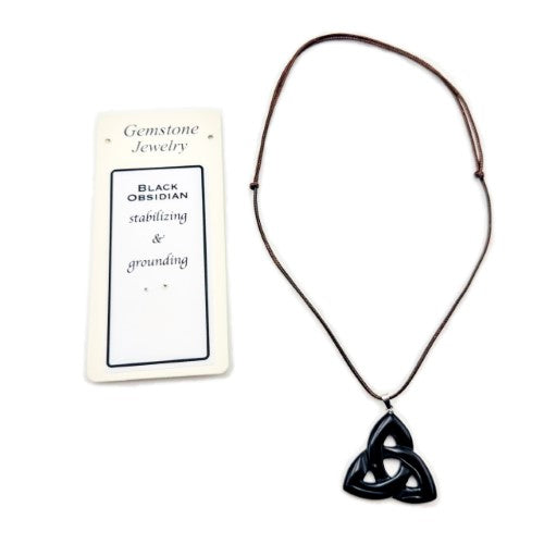 Pendant - Black Obsidian Triquetra