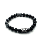 Rune Bracelet - Onyx & Snowflake Obsidian Elhwaz (8mm)
