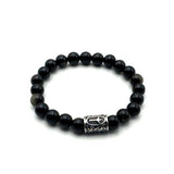 Rune Bracelet - Golden Black Obsidian Algiz (8mm)