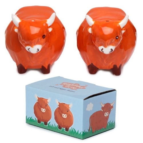 Ceramic Salt & Pepper Set - Highland Coo Cow