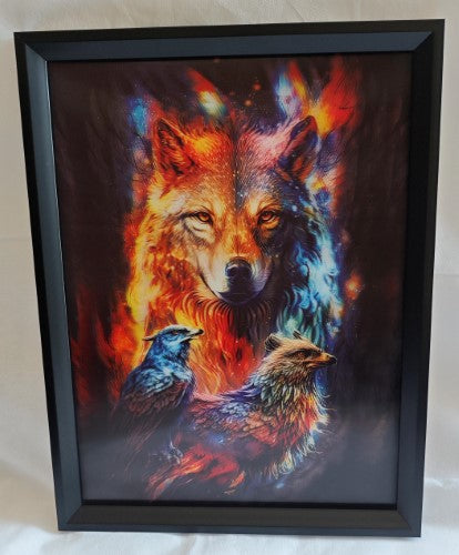 3D Art - Wolf and Eagles (30 x 40cm)