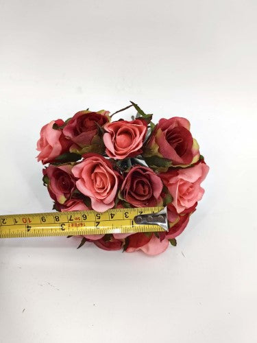Artificial Rosebud Posy (Salmon Red)