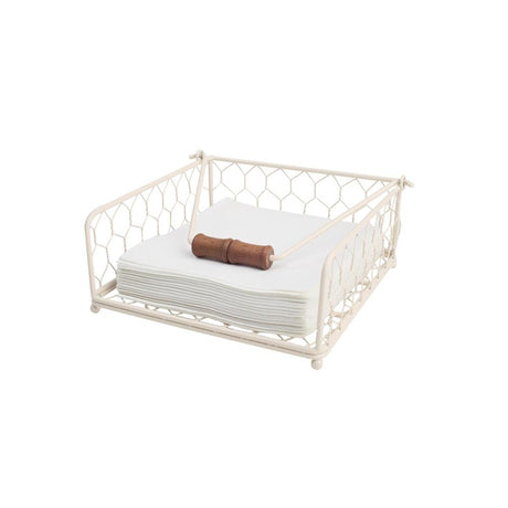 Sophisticated cream wire napkin holder, part of the Provence Collection, perfect for modern dining settings.