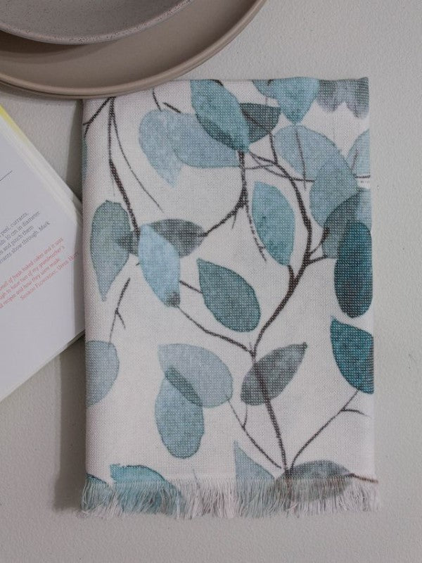 Printed Kitchen Towel - Blue Leaves - BAKSANA