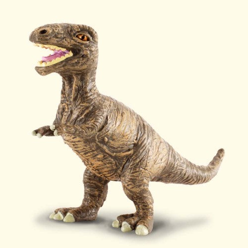 Small Tyrannosaurus Rex Baby Figurine, detailed and vibrant, perfect for play or decoration for dino lovers.