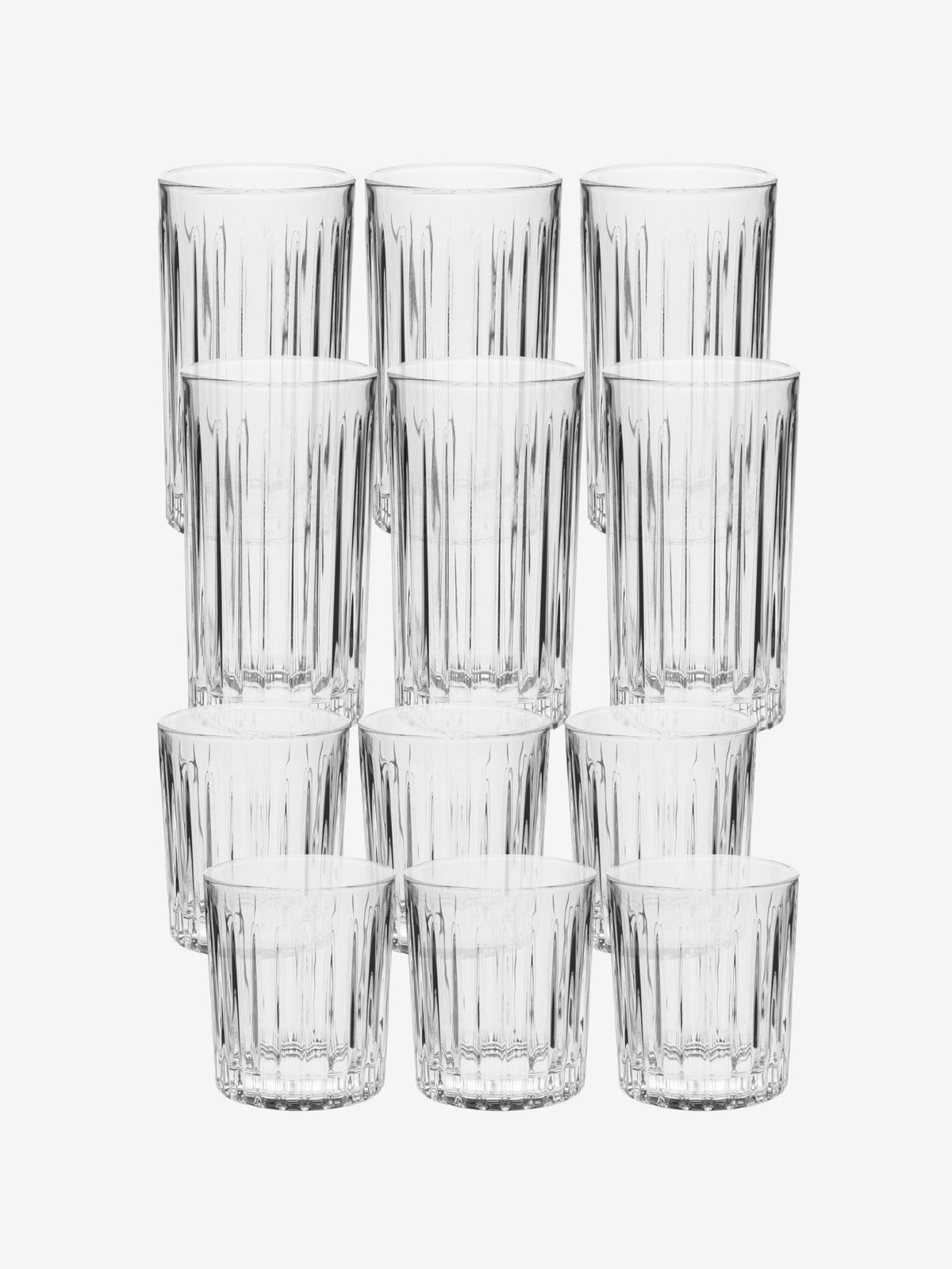 Hottie Jonnie Linear 12-Piece Glass Set - Clear