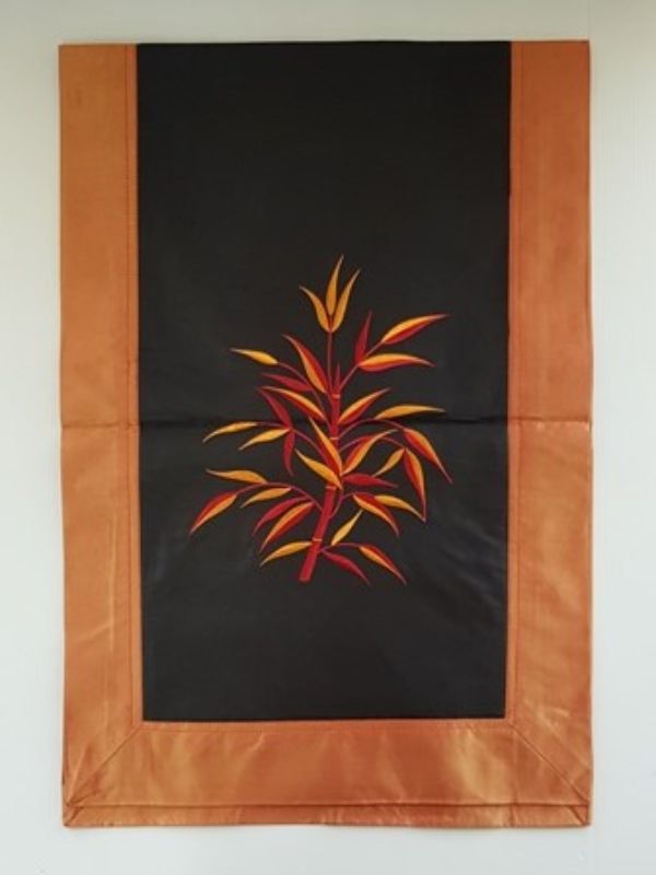 Fabric & Silk Table Runner Orange & Black