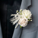 Artificial / Faux Flower - Mixed Flower Boutonniere Pack 2 White