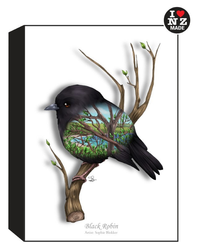 Sophie Blokker Artblock Black Freestanding or Hanging - Black Robin