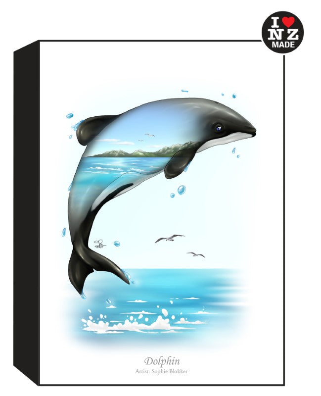 Sophie Blokker Artblock Black Freestanding or Hanging - Dolphin