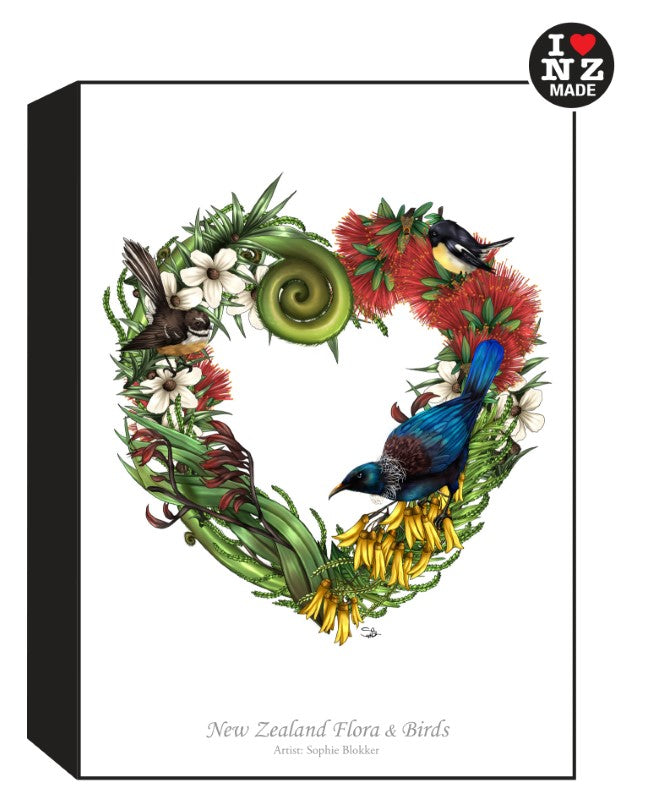 Sophie Blokker Artblock Black Freestanding or Hanging - Birds &amp; Flora Heart