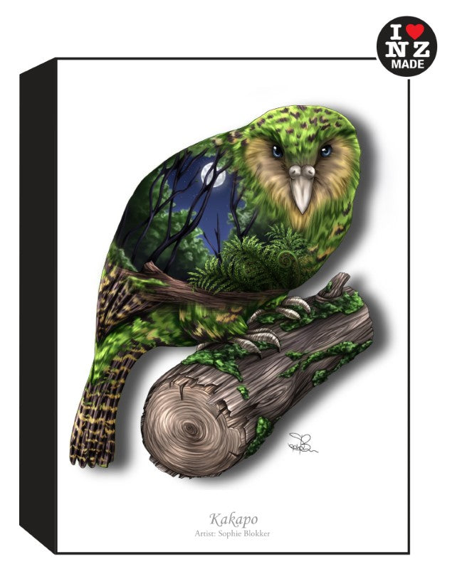 Sophie Blokker Artblock Black Freestanding or Hanging - Kakapo