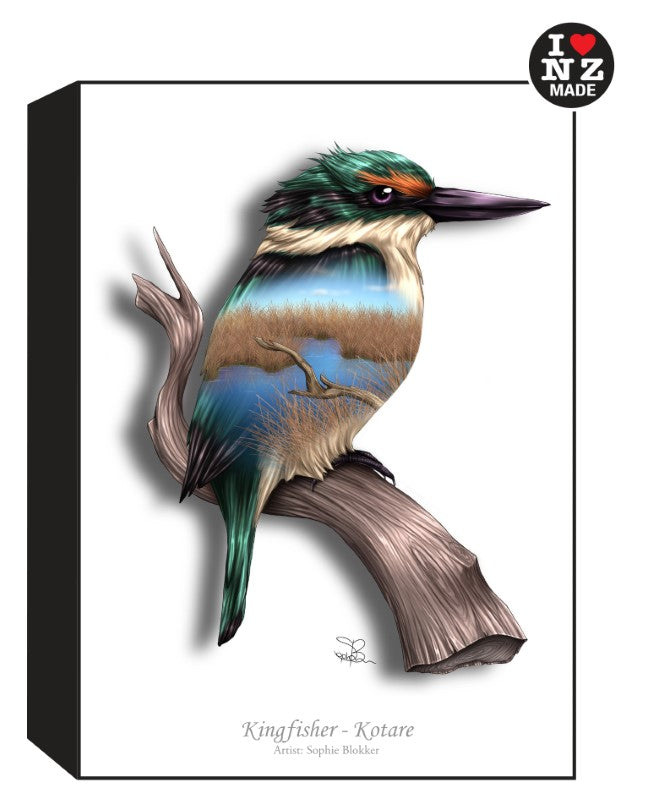 Sophie Blokker Artblock Black Freestanding or Hanging - Kingfisher