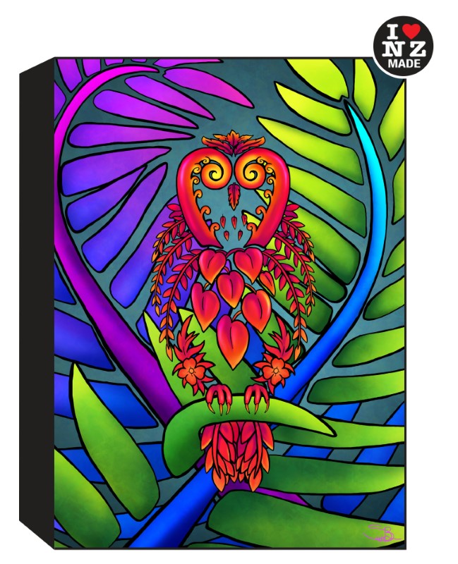 Sophie Blokker Artblock Black Freestanding or Hanging - Koru Morepork