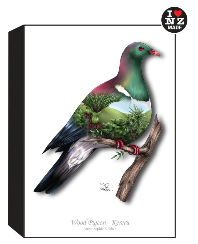 Sophie Blokker Artblock Black Freestanding or Hanging - Wood Pigeon