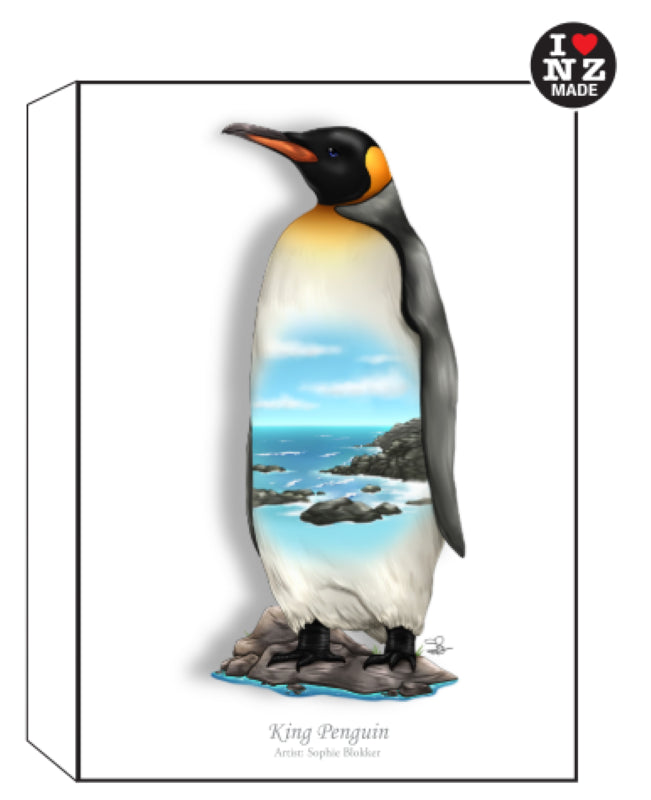 Sophie Blokker Artblock White Freestanding or Hanging - King Penguin