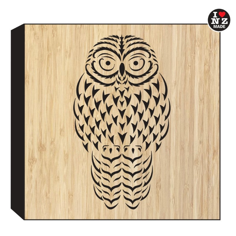 Bamboo Cut Out Art Block Freestanding or Hanging - Morepork