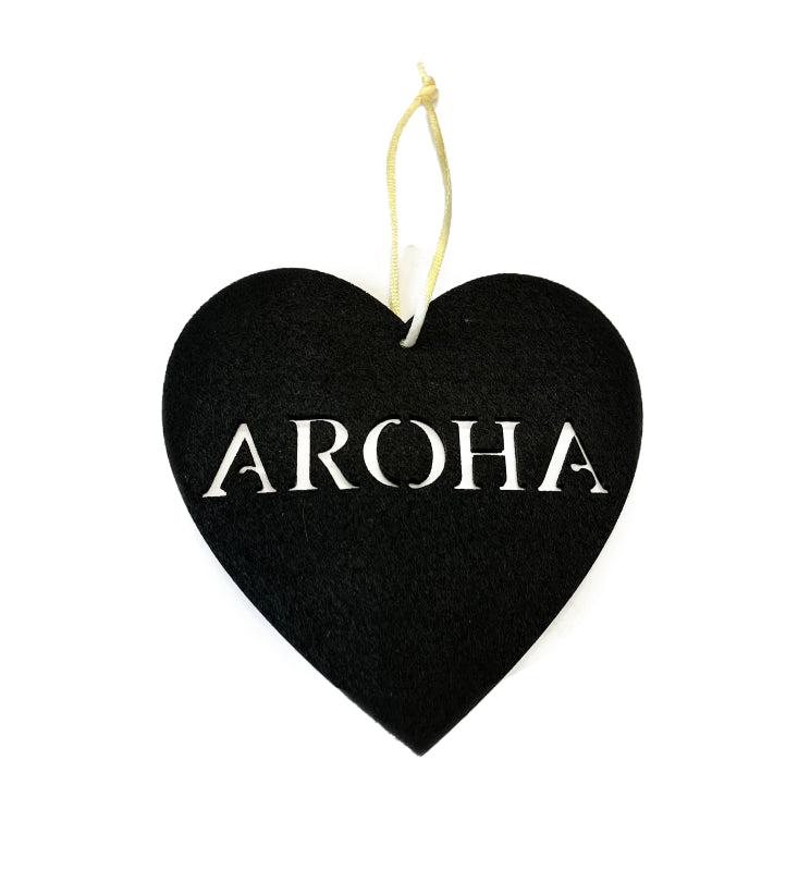 Felt Heart Black - Aroha