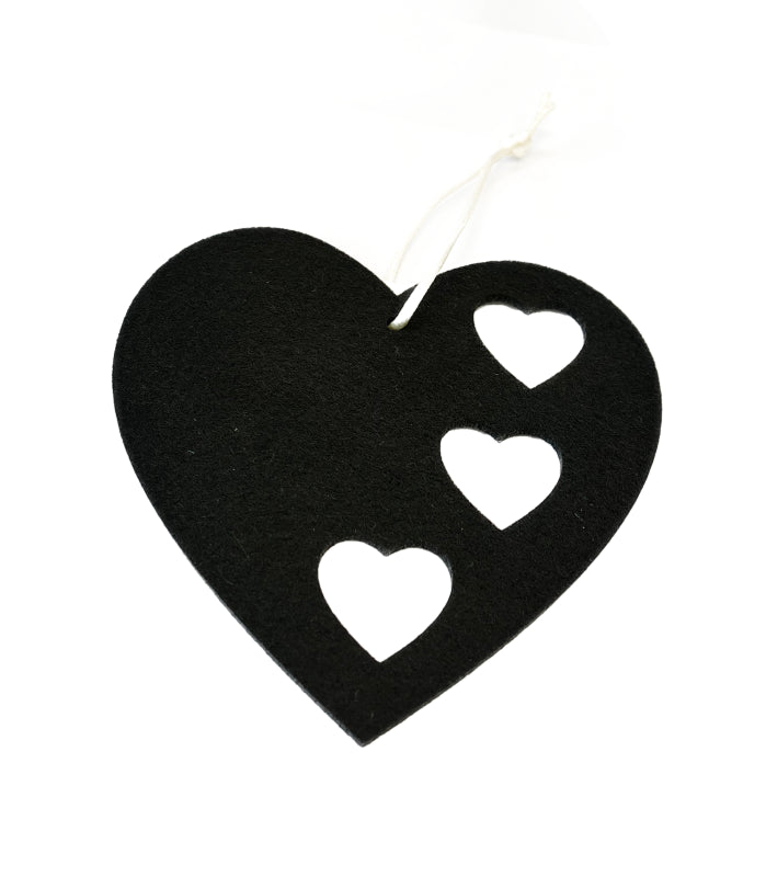 Felt Heart Black - 3 Hearts