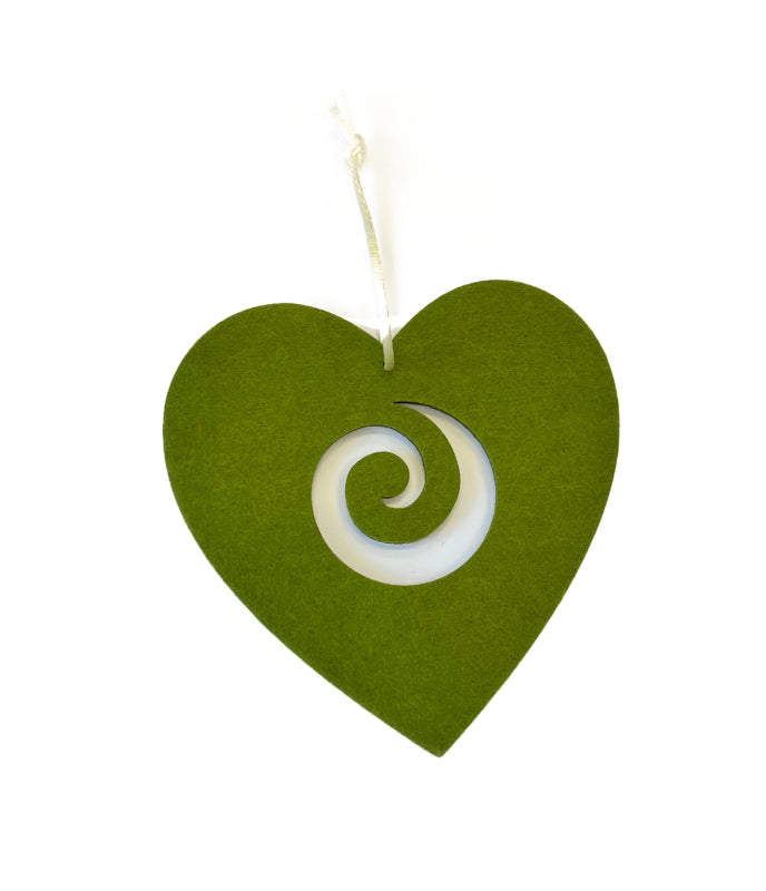 Felt Heart Green - Koru