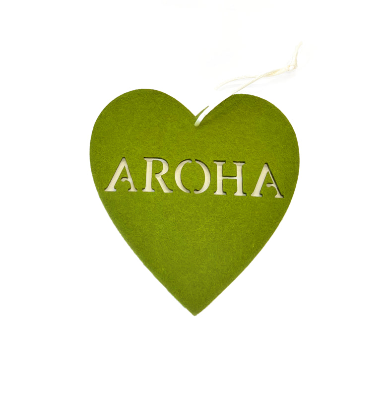 Felt Heart Green - Aroha