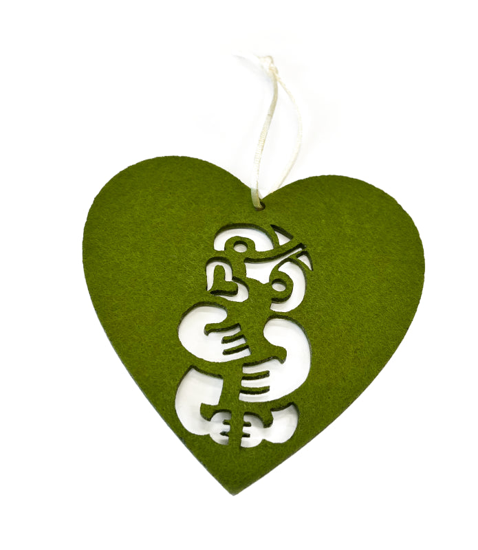 Felt Heart Green - Tiki