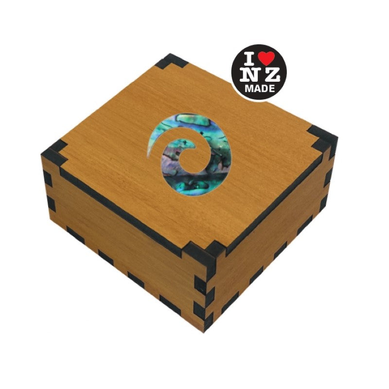 Rimu Veneer Giftbox with Paua Koru