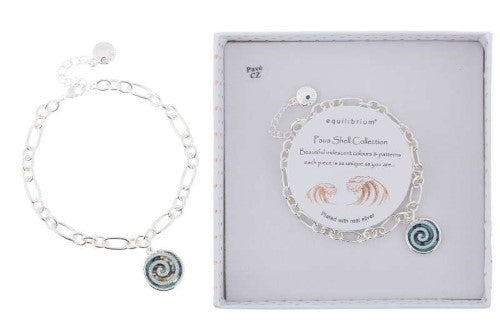 Bracelet - Equilibrium Paua Shell Swirl Silver-Plated