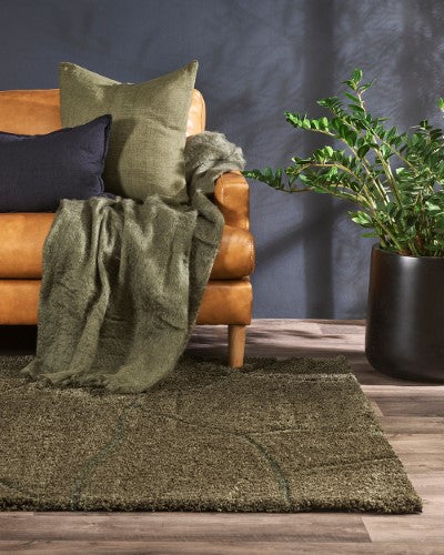 Floor Rug - Aria Olive (160 x 230cm) - OLLO