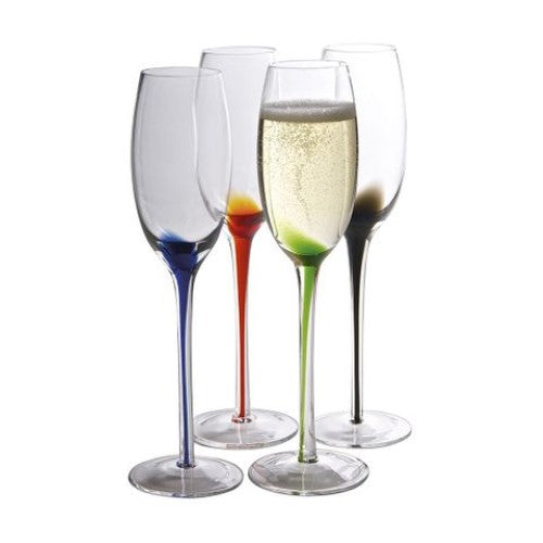 Artland Splash Flutes Mixed Set of 4