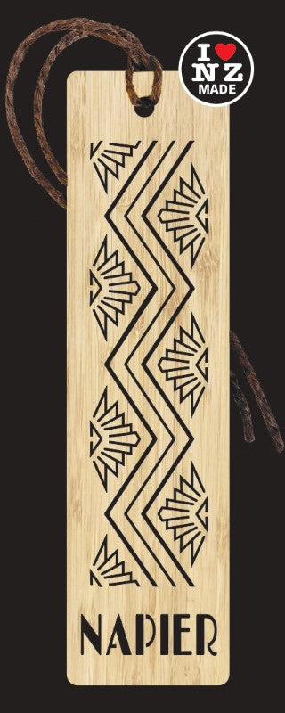 Bamboo Bookmark Laser Cut with Napier Art Deco Pattern