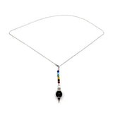 Pendulum Necklace - Black Obsidian with Chakra Beads (70 x 9cm)