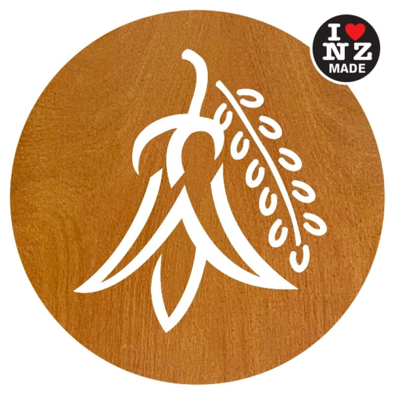 Set of 4 Laser Cut Rimu Veneer Coasters with Kowhai