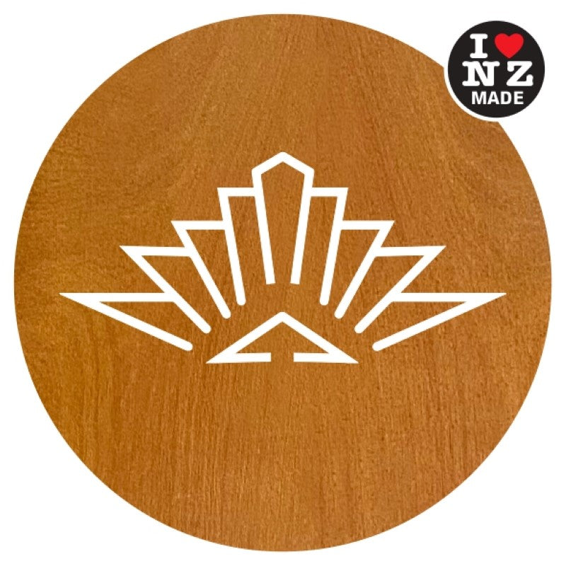 Set of 4 Laser Cut Rimu Veneer Coasters with Art Deco Sunburst