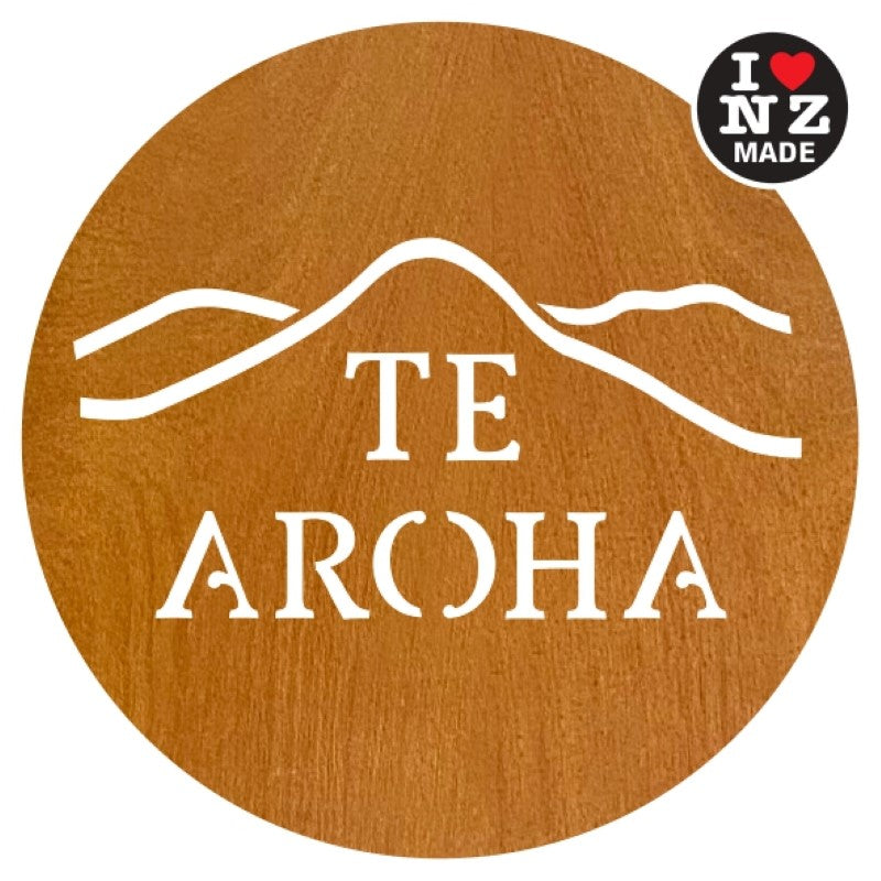 Set of 4 Laser Cut Rimu Veneer Coasters with Te Aroha Mountain