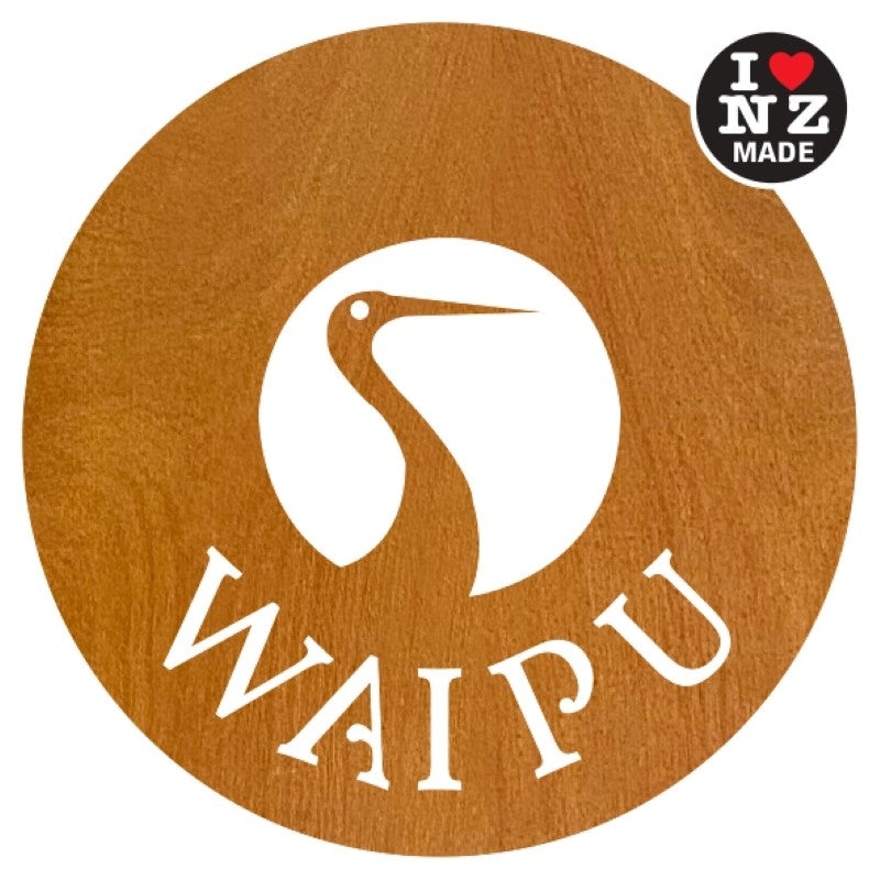 Set of 4 Laser Cut Rimu Veneer Coasters with Waipu Heron