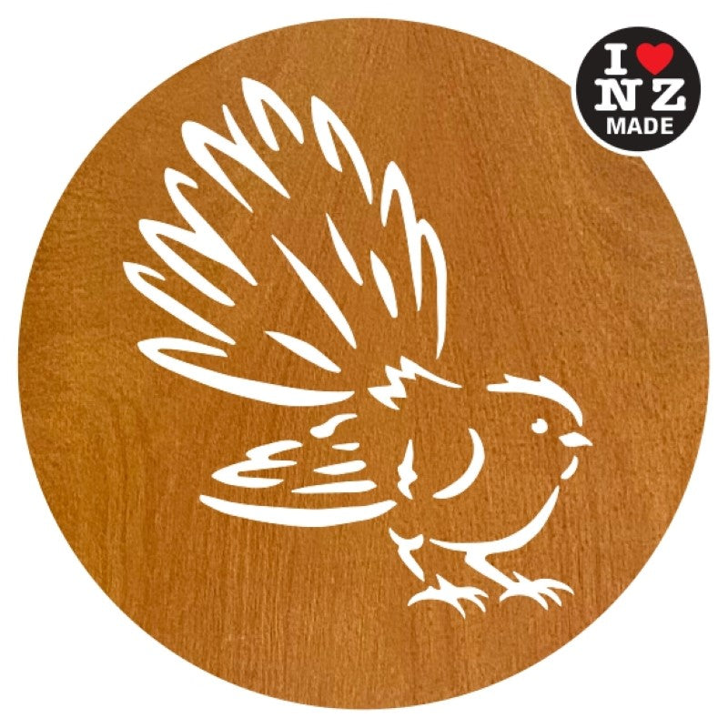 Sophie Blokker Set of 4 Laser Cut Rimu Veneer Coasters - Fantail