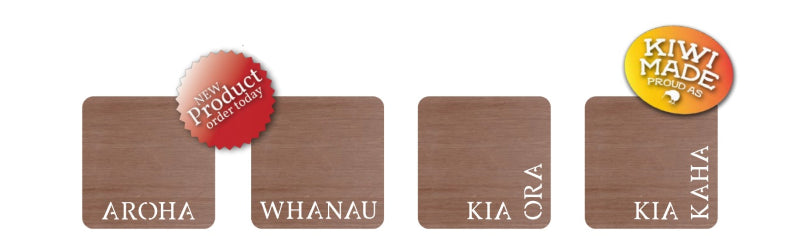 Set of 4 Rimu Veneer Coasters 4 Maori Sayings