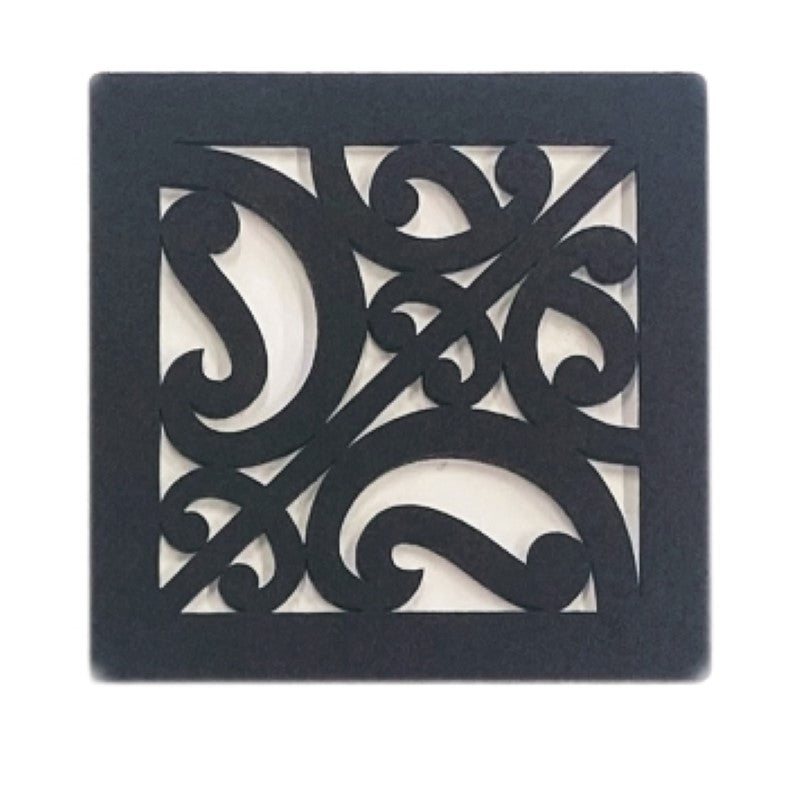 Felt Coasters Black - Set of 6 Kowhaiwhai