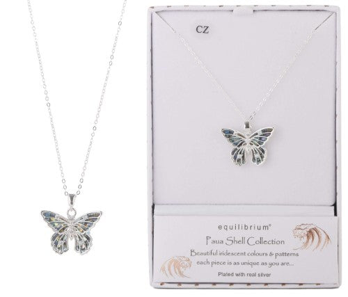 Equilibrium Necklace - Paua Shell Butterfly
