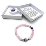 Bracelet - Hamsa Evil Eye Rose Quartz