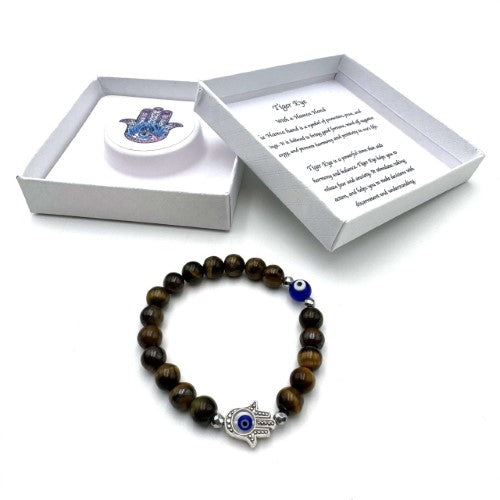 Bracelet - Hamsa Evil Eye Tiger Eye