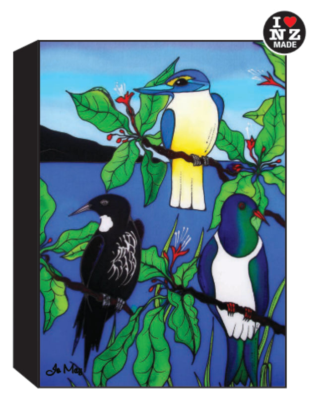 Jo May Rectangle 10 x 14 cm Black Art Block - Birds 02