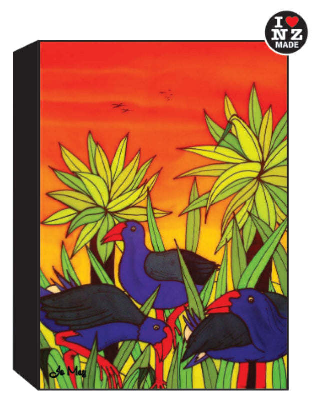 Jo May Rectangle 10 x 14 cm Black Art Block - Pukeko 09