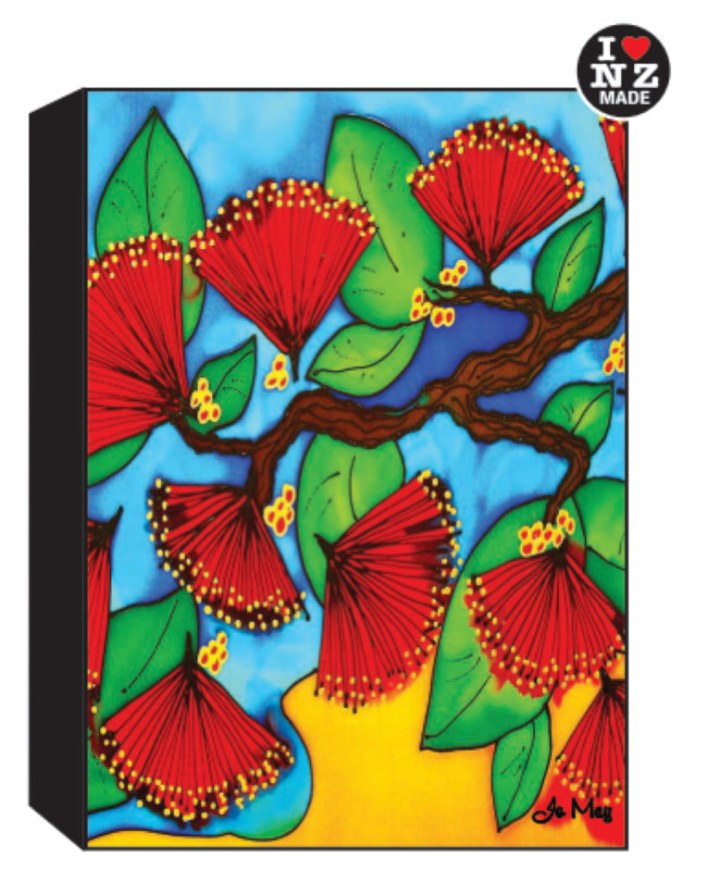 Jo May Rectangle 10 x 14 cm Black Art Block - Pohutukawa